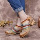 Bohemia Ethnic Style Stitching Embossed Beading Floral Chunky Heel Pumps Bohemia Ethnic Style Stitching Embossed Beading Floral Chunky Heel Pumps