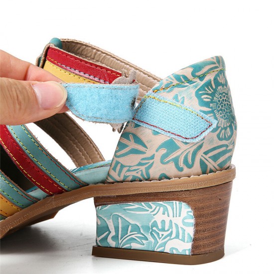 Bohemia Ethnic Style Stitching Embossed Beading Floral Chunky Heel Pumps Bohemia Ethnic Style Stitching Embossed Beading Floral Chunky Heel Pumps