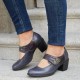 Genuine Leather Hook Loop Comfy Round Toe Retro Mary Jane Heels Genuine Leather Hook Loop Comfy Round Toe Retro Mary Jane Heels