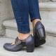Genuine Leather Hook Loop Comfy Round Toe Retro Mary Jane Heels Genuine Leather Hook Loop Comfy Round Toe Retro Mary Jane Heels