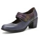 Genuine Leather Hook Loop Comfy Round Toe Retro Mary Jane Heels Genuine Leather Hook Loop Comfy Round Toe Retro Mary Jane Heels