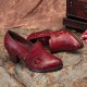 Retro Genuine Leather Vine Pattern Solid Color Elegant Hook Loop Pumps Retro Genuine Leather Vine Pattern Solid Color Elegant Hook Loop Pumps