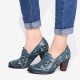 Retro Genuine Leather Vine Pattern Solid Color Elegant Hook Loop Pumps Retro Genuine Leather Vine Pattern Solid Color Elegant Hook Loop Pumps
