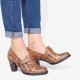 Retro Genuine Leather Vine Pattern Solid Color Elegant Hook Loop Pumps Retro Genuine Leather Vine Pattern Solid Color Elegant Hook Loop Pumps