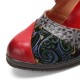 Genuine Leather Hook & Loop Comfy Retro Colorblock Floral Decor Mary Jane Heels Genuine Leather Hook & Loop Comfy Retro Colorblock Floral Decor Mary Jane Heels