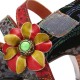 Genuine Leather Hook & Loop Comfy Retro Colorblock Floral Decor Mary Jane Heels Genuine Leather Hook & Loop Comfy Retro Colorblock Floral Decor Mary Jane Heels