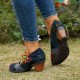 Genuine Leather Hook & Loop Comfy Retro Colorblock Floral Decor Mary Jane Heels Genuine Leather Hook & Loop Comfy Retro Colorblock Floral Decor Mary Jane Heels