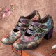 Women Retro Floral Printing Leather Comfy Hook Loop Round Toe Soft Chunky Heels Women Retro Floral Printing Leather Comfy Hook Loop Round Toe Soft Chunky Heels