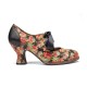 Women Elegant Graceful Little Flowers Printed Comfy Wearable Lace Up Stitching Chunky Heel Pumps Women Elegant Graceful Little Flowers Printed Comfy Wearable Lace Up Stitching Chunky Heel Pumps