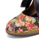 Women Elegant Graceful Little Flowers Printed Comfy Wearable Lace Up Stitching Chunky Heel Pumps Women Elegant Graceful Little Flowers Printed Comfy Wearable Lace Up Stitching Chunky Heel Pumps