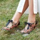 Women Elegant Graceful Little Flowers Printed Comfy Wearable Lace Up Stitching Chunky Heel Pumps Women Elegant Graceful Little Flowers Printed Comfy Wearable Lace Up Stitching Chunky Heel Pumps