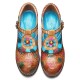 Genuine Leather Bohemian Ethnic Style Buckle Comfy Floral T-strap Heels Genuine Leather Bohemian Ethnic Style Buckle Comfy Floral T-strap Heels