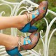 Genuine Leather Bohemian Ethnic Style Buckle Comfy Floral T-strap Heels Genuine Leather Bohemian Ethnic Style Buckle Comfy Floral T-strap Heels