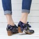 Super Comfy Bloom Rose Stitching Lace Up Casual Dress Leather Pumps For Women Super Comfy Bloom Rose Stitching Lace Up Casual Dress Leather Pumps For Women