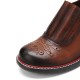 Genuine Leather Retro Comfy Elastic Slip-On Round Toe Low Heel Loafers Shoes Genuine Leather Retro Comfy Elastic Slip-On Round Toe Low Heel Loafers Shoes