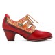 Leather Embossed Flowers Splicing Cut out Lace-up Chunky Heel Pumps Dress Shoes Leather Embossed Flowers Splicing Cut out Lace-up Chunky Heel Pumps Dress Shoes