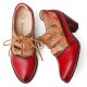 Leather Embossed Flowers Splicing Cut out Lace-up Chunky Heel Pumps Dress Shoes Leather Embossed Flowers Splicing Cut out Lace-up Chunky Heel Pumps Dress Shoes
