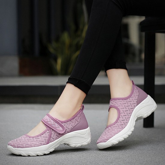 Women Mesh Breathable Hook Loop Platform Casual Sport Shoes Women Mesh Breathable Hook Loop Platform Casual Sport Shoes