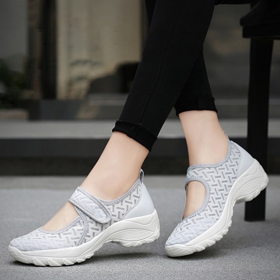 Women Mesh Breathable Hook Loop Platform Casual Sport Shoes Women Mesh Breathable Hook Loop Platform Casual Sport Shoes