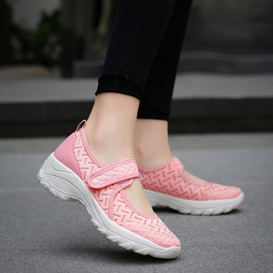 Women Mesh Breathable Hook Loop Platform Casual Sport Shoes Women Mesh Breathable Hook Loop Platform Casual Sport Shoes