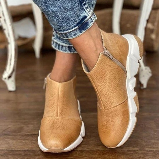 Women Leopard Pattern Side-zip Thick-sole Ankle Boots Sneakers Women Leopard Pattern Side-zip Thick-sole Ankle Boots Sneakers