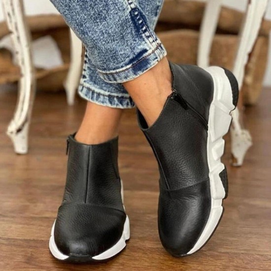 Women Leopard Pattern Side-zip Thick-sole Ankle Boots Sneakers Women Leopard Pattern Side-zip Thick-sole Ankle Boots Sneakers