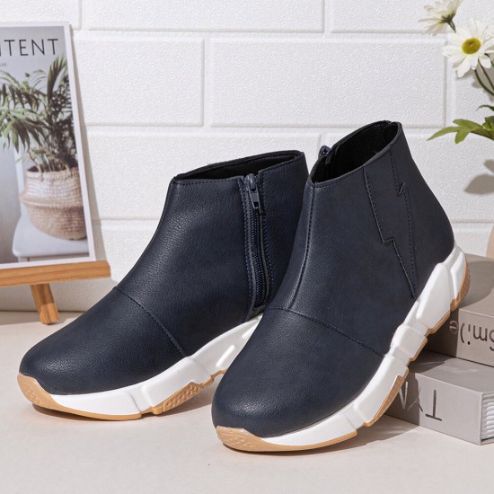 Women Leopard Pattern Side-zip Thick-sole Ankle Boots Sneakers Women Leopard Pattern Side-zip Thick-sole Ankle Boots Sneakers