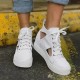 Women Canvas Cut Out Wearable Hidden Increase Casual Flat Shoes Women Canvas Cut Out Wearable Hidden Increase Casual Flat Shoes