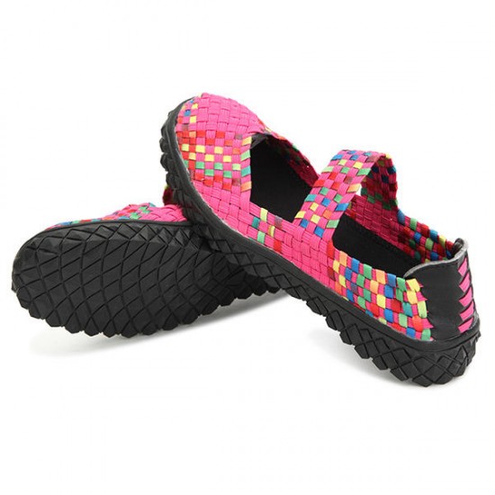 Women Summer Breathable Sandals Knit Platform Elastic Shoes Women Summer Breathable Sandals Knit Platform Elastic Shoes