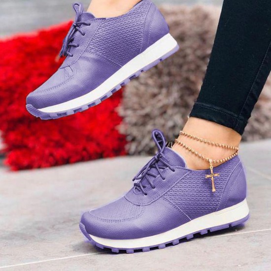 Large Size Women Lace-up Solid Color Casual Sneakers Large Size Women Lace-up Solid Color Casual Sneakers